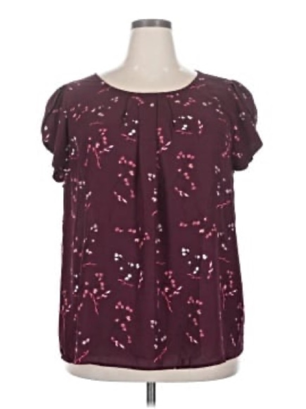 Papermoon Burgundy Floral Keyhole Flutter Sleeve Blouse
